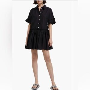 River Island Black Puff Sleeve Mini Cotton Dress